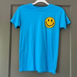 aviator nation kids neon blue smiley tee size 14